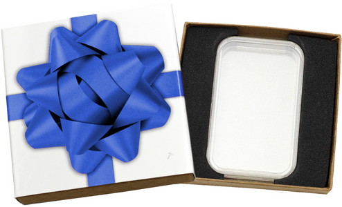 SilverTowne Natural Kraft Paper Gift Box with Blue Bow Box Sleeve & Capsule - Product Packaging [Add $5.00]